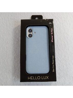 HELLO LUX Blue Croc Faux Leather Phone Case for iPhone 16 Plus Dual Layer